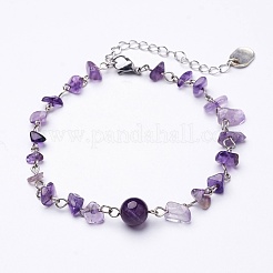 Natural Gemstone Chip Anklets&nbsp;X-AJEW-AN00177