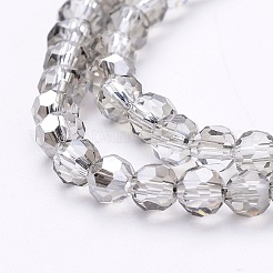 電気メッキガラスビーズセット  ファセット（32ファセット）  ラウンド  ゲインボロ  4mm  穴：1mm  約87~93個/連  32~33cm&nbsp;EGLA-J042-4mm-15