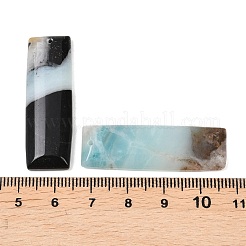 ナチュラルフラワーアマゾナイトペンダント  長方形チャーム  38~40x13~13.5x4~5mm  穴：1.2mm&nbsp;G-K381-19C