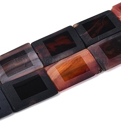 染め加工天然石瑪瑙ビーズ連売り  長方形  チョコレート色  艶消し  30~37x20~26x4~9mm  穴：1~1.6mm  約11個/連  13.39~15.51''（34~39.4センチメートル）&nbsp;G-T144-25B-03