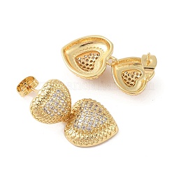 Rack Plating Brass Micro Pave Clear Cubic Zirconia Stud Dangle Earrings for Women&nbsp;EJEW-G394-01B-G