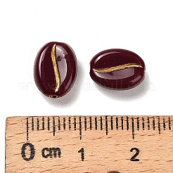 不透明なアクリルビーズ  コー​​ヒー豆  ゴールドライン入り  ココナッツブラウン  10.5x8x4.5~5mm  穴：1.2mm&nbsp;X1-OACR-Z030-01B