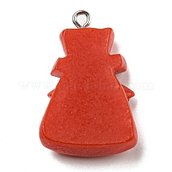 不透明樹脂ペンダント  プラチナメッキの鉄製ループ付きクリスマスチャーム  レッド  バッグ  29.5x19x8mm  穴：2mm&nbsp;CRES-D010-01E-02