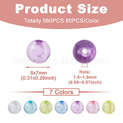 560Pcs 7 Colors Transparent Acrylic Beads&nbsp;MACR-CW0001-10