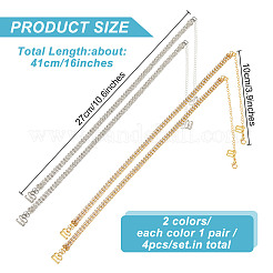 真鍮製ラインストーン滑り止めブラストラップ  合金フック留め具付き  ゴールデン＆シルバー  295mm  4個/セット&nbsp;FIND-GO00010