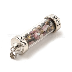 混合宝石チップガラスボトル大きな尖ったペンダント  合金パーツ  弾丸チャーム  55x14.5mm  穴：6x4mm&nbsp;G-P482-01P