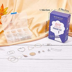 キットを作るDIYイヤリング  22個入り9スタイルペンダント  合金ビーズ  ガラスパールビーズ連売り  真鍮製フレームコネクター  オープン丸カン＆ピアスフック  ミックスシェイプ  プラチナ  14~28.5x9~30x0.5~4mm  穴：1~2mm&nbsp;DIY-SC0016-97