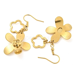 イオンプレーティング（IP）304ステンレススチール製イヤリング（女性用）  花  18KGP本金メッキ  48x24.5mm&nbsp;EJEW-E304-06G