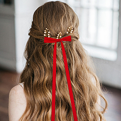 Big Bowknot Polyester Alligator Hair Clips&nbsp;AJEW-CP0008-39A