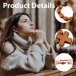 木製ストレッチ指輪30個  クロス  ゴールデンロッド  内径：22mm&nbsp;RJEW-DC0001-22