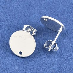 イオンプレーティング（IP）304ステンレススチールスタッドピアス金具  平板付  フラットラウンド  銀  12x1mm  12mm  ピン：0.8mm&nbsp;STAS-G178-01S-12mm