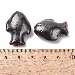 手作りの磁器エナメルビーズ  魚  ブラック  26x19x10mm  穴：2mm&nbsp;PORC-B006-01