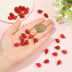 40個 2色 ABSプラスチック パールペンダント  ティアドロップ  合金ループ付き  ミックスカラー  17.5x10mm  穴：1.6mm  20個/カラー&nbsp;FIND-FS0005-19