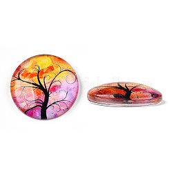Half Round/Dome Tree Pattern Glass Flatback Cabochons for DIY Projects&nbsp;GGLA-Q037-25mm-M28-02