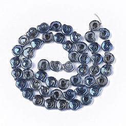 電気メッキガラスビーズセット  らせん状のシェル形状  ブルー  12x11.5x4.5mm  穴：1mm  約50~51個/連  24.41インチ（62cm）&nbsp;EGLA-S190-02B