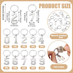 10Pcs 10 Styles Stainless Steel Keychains&nbsp;KEYC-TA0004-65