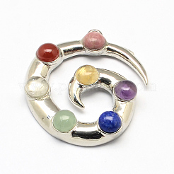 Mixed Chakra Alloy Gemstone Big Pendants&nbsp;PALLOY-R082-12P