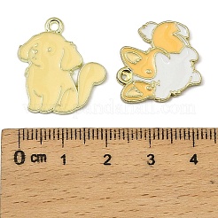 合金エナメルチャーム  犬  ゴールドカラー  ミックスカラー  19.5~22x14~19x1.5mm  穴：1.8mm&nbsp;FIND-I064-04G-01
