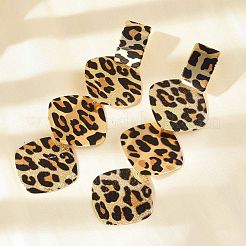 Leopard Print Alloy Dangle Stud Earrings&nbsp;LS-EJEW-K304-01B-G