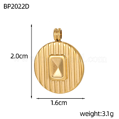 Flat Round Charms 304 Stainless Steel Pendants&nbsp;STAS-OY004-36G