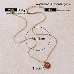 Vintage European Style 304 Stainless Steel Enamel Red Flower Pendant Necklaces for Women&nbsp;WS4572