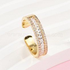 Brass Micro Pave Cubic Zirconia Cuff Rings for Women&nbsp;RJEW-F182-01G