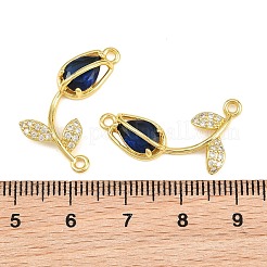 Rack Plating Brass Micro Pave Clear Cubic Zirconia Flower Connertor Charms&nbsp;KK-Z043-03K