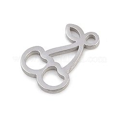 中空304ステンレススチールチャーム  チェリー  ステンレス鋼色  11x7.5x1mm  穴：1.2mm&nbsp;STAS-Z183-06P
