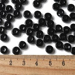 不透明色のガラスシードビーズ  コラム  ブラック  6x3mm  穴：1.4mm  約2027個/ポンド&nbsp;SEED-E001-P3x6mm-10