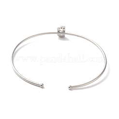 Rack Plating Brass Micro Pave Clear Cubic Zirconia Letter Open Cuff Bangles&nbsp;BJEW-A018-01P-B