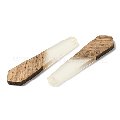 ダークウッドとレジンのペンダント  ポリゴンのチャーム  キャメル  49x12x3mm  穴：2mm&nbsp;WOOD-H104-01