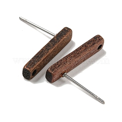 Walnut Wooden Stud Earrings Findings&nbsp;EJEW-B060-02A