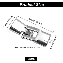 真鍮製折りたたみ式クラスプ  プラチナ  36x12x6.5mm  穴：10x4mm&nbsp;FIND-BC0002-90