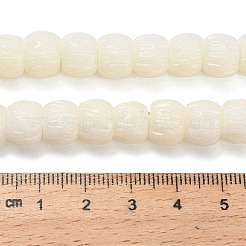 合成サンゴ染め彫刻ビーズ  ロンデル  フローラルホワイト  9.5~10x7mm  穴：0.7mm&nbsp;BSHE-H114-01B