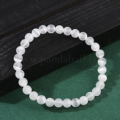 Natural Selenite Round Beaded Stretch Bracelet&nbsp;BJEW-D024-01B