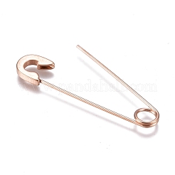 304ステンレススチールダングルイヤリング  安全ピン形状  ローズゴールド  38x8x1.5mm  ピン：0.8mm&nbsp;X-EJEW-F254-01RG