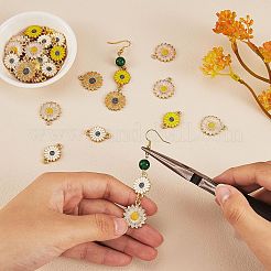 40個4スタイルゴールデントーン合金エナメルリンクコネクター  ラックメッキ合金エナメルペンダント付き  デイジーの花  ミックスカラー  20.5x13.5x2.5mm  穴：2mm  10個/スタイル&nbsp;ENAM-SZ0002-74
