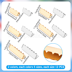 120個10スタイルアイアンリボンクリンプエンド  ウェビングエンド  ミックスカラー  15~38.5x8.5~12x8~10mm  12個/スタイル&nbsp;IFIN-PH0002-35