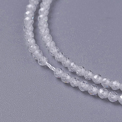 立方晶ジルコニアビーズ連売り  多面カット  ラウンド  ホワイト  3x2.5~3mm  穴：0.3mm  約114~141個/連  37cm&nbsp;X-G-F596-48I-3mm