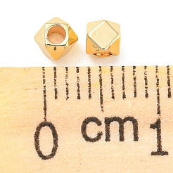 真鍮ビーズ  ファセットキューブビーズ  ニッケルフリー  ゴールドカラー  3x3mm  穴：1.5mm&nbsp;LS-KK-E046-63G-02
