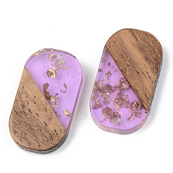 Transparent Resin & Walnut Wood Pendants&nbsp;RESI-S389-023A-B01
