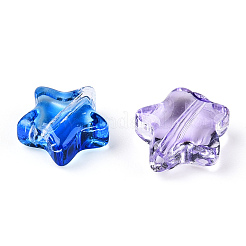 透明ガラスビーズ  混合スタイル  スター  ミックスカラー  8~8.5x8~8.5x3.5~4mm  穴：1mm&nbsp;GLAA-F112-02B-1