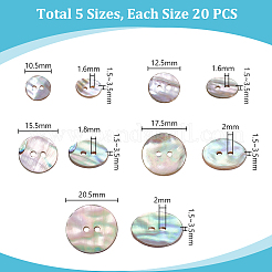 100Pcs 5 Styes 2-Hole Shell Buttons&nbsp;BUTT-PH0001-44