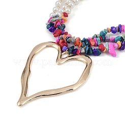 Bohemian Synthetic Turquoise Chips Beads 3 Layer Necklaces&nbsp;NJEW-K384-04A
