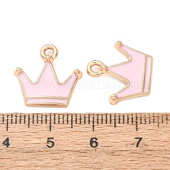 合金エナメルチャーム  クラウンチャーム  ライトゴールド  ピンク  15.5x16x2.5mm  穴：1.8mm&nbsp;AL-CBA2679-05KCG-02