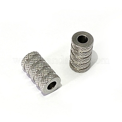 変色しにくい304ステンレススチールチューブビーズ  溝付き  コラム  ステンレス鋼色  11x6mm  穴：3mm&nbsp;STAS-G161-11P