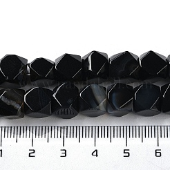 染色・加熱された天然の黒瑪瑙のスターカットラウンドビーズ連売り  多面カット  7~12x7~10x7~12mm  穴：1.2mm  約25~26個/連  8.39''~8.62''（21.3~21.9センチメートル）&nbsp;G-M418-C14-01