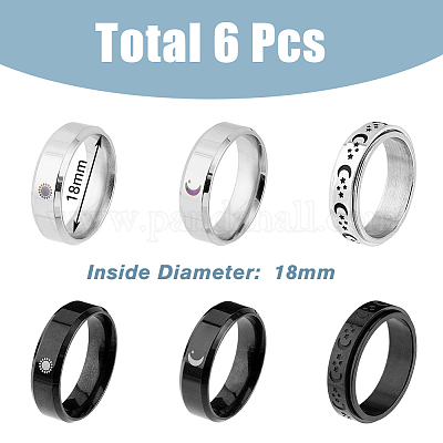 Wholesale 6Pcs 6 Styles Sun & Moon & Star 304 & 201 Stainless Steel ...