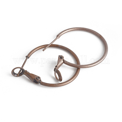 真鍮製フープピアス  リング  赤銅鉱  24x1.5mm  ピン：0.7mm&nbsp;KK-I665-26B-R-1