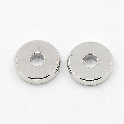 真鍮製スペーサービーズ  ディスク  ディスクビーズ  プラチナ  10x2.5mm  穴：3mm&nbsp;X-KK-D251-03P-1